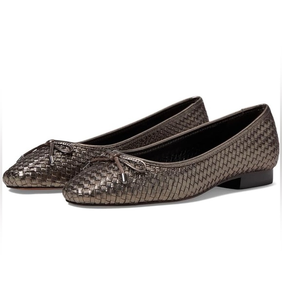 Donald Pliner Women's Juliet Woven Metallic Ballet Flat Pewter Sz 9.5 - Picture 1 of 7